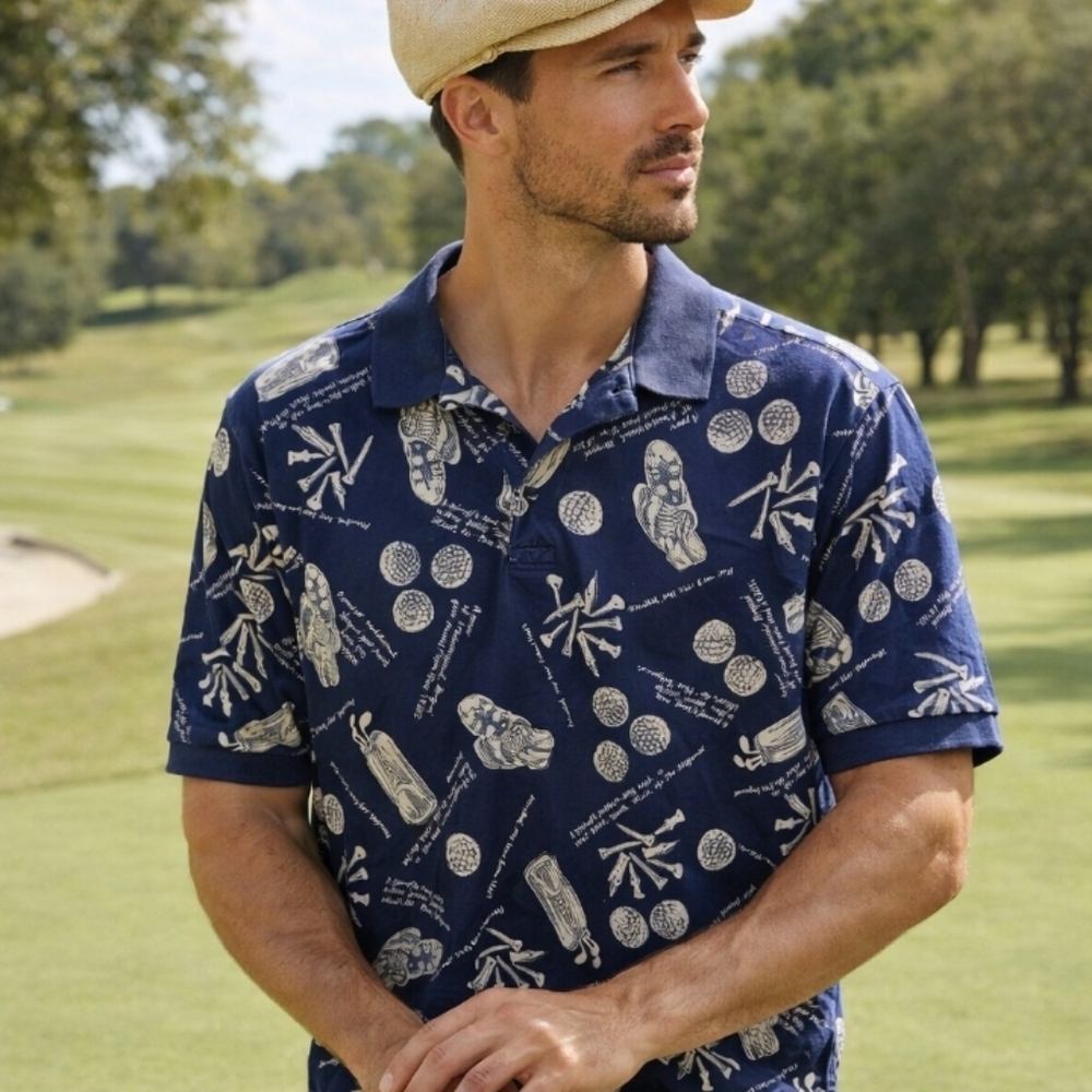 Vintage Lands' End Golf Print Polo Shirt